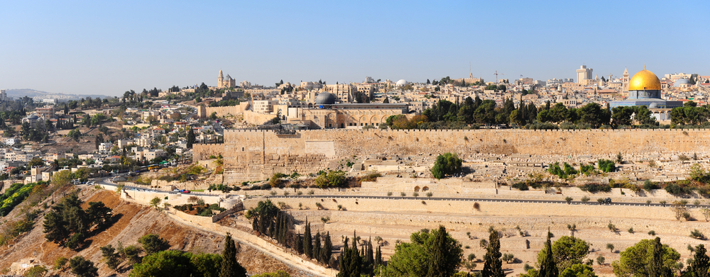 View from the Mount of Olives to Walls of the Old City of Jerusale